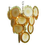 Gold and white glass disk chandelier by Vistosi